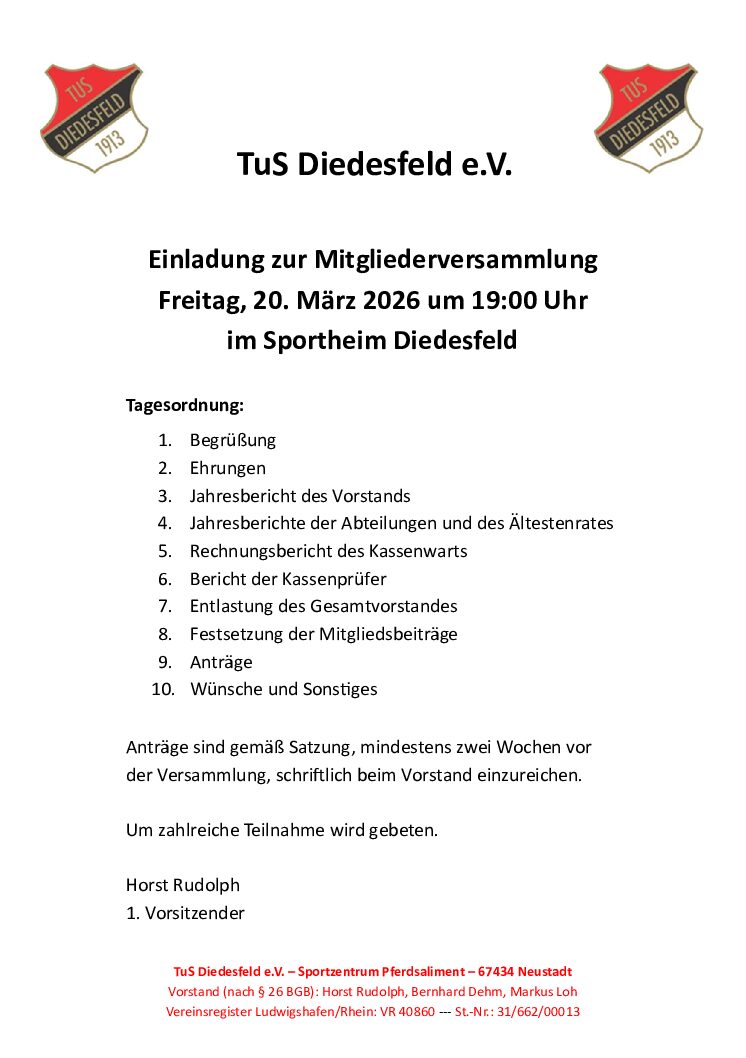 Mitgliederversammlung 20.03.2026